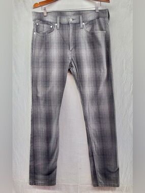 Levis 512 Jeans Men's 32 Gray Check Denim Outdoors Stretch 33/32 Slacks